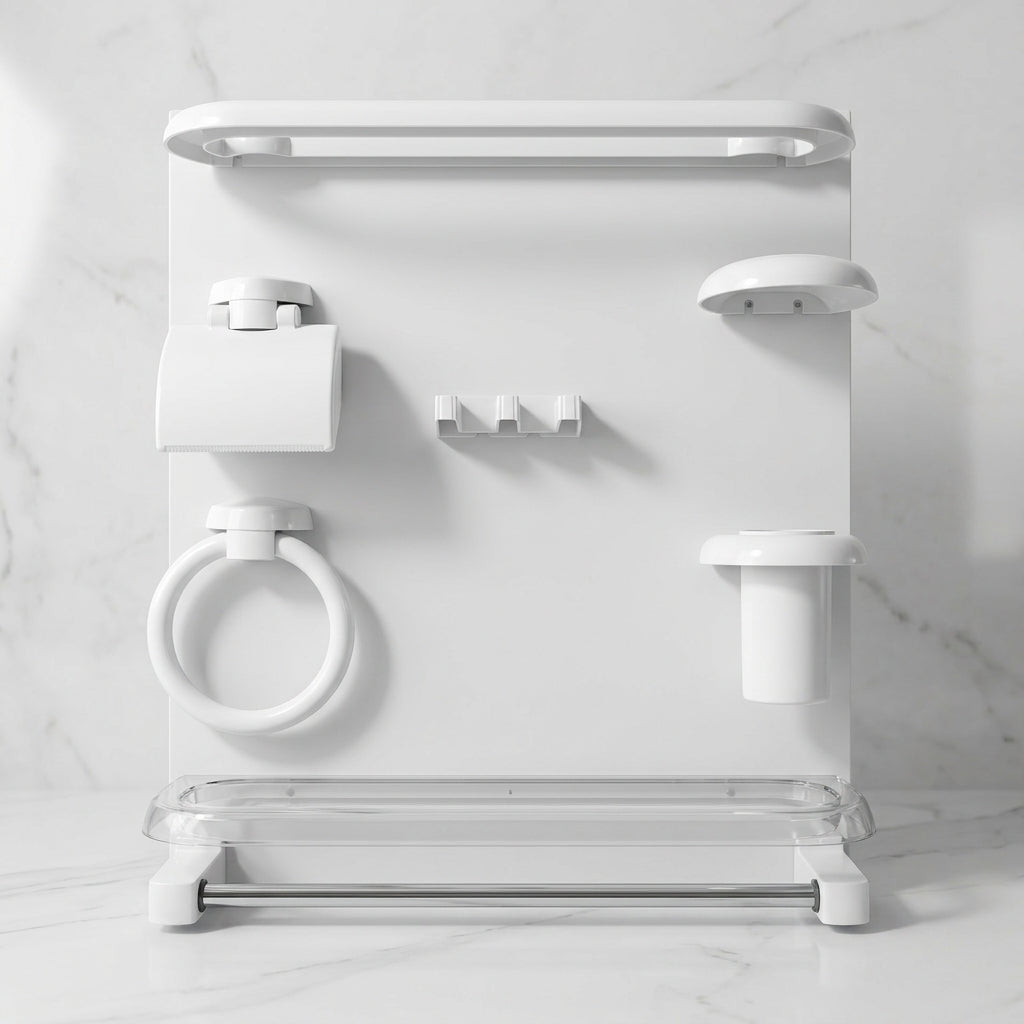 Washroom Accessories Set - White 7 Pc