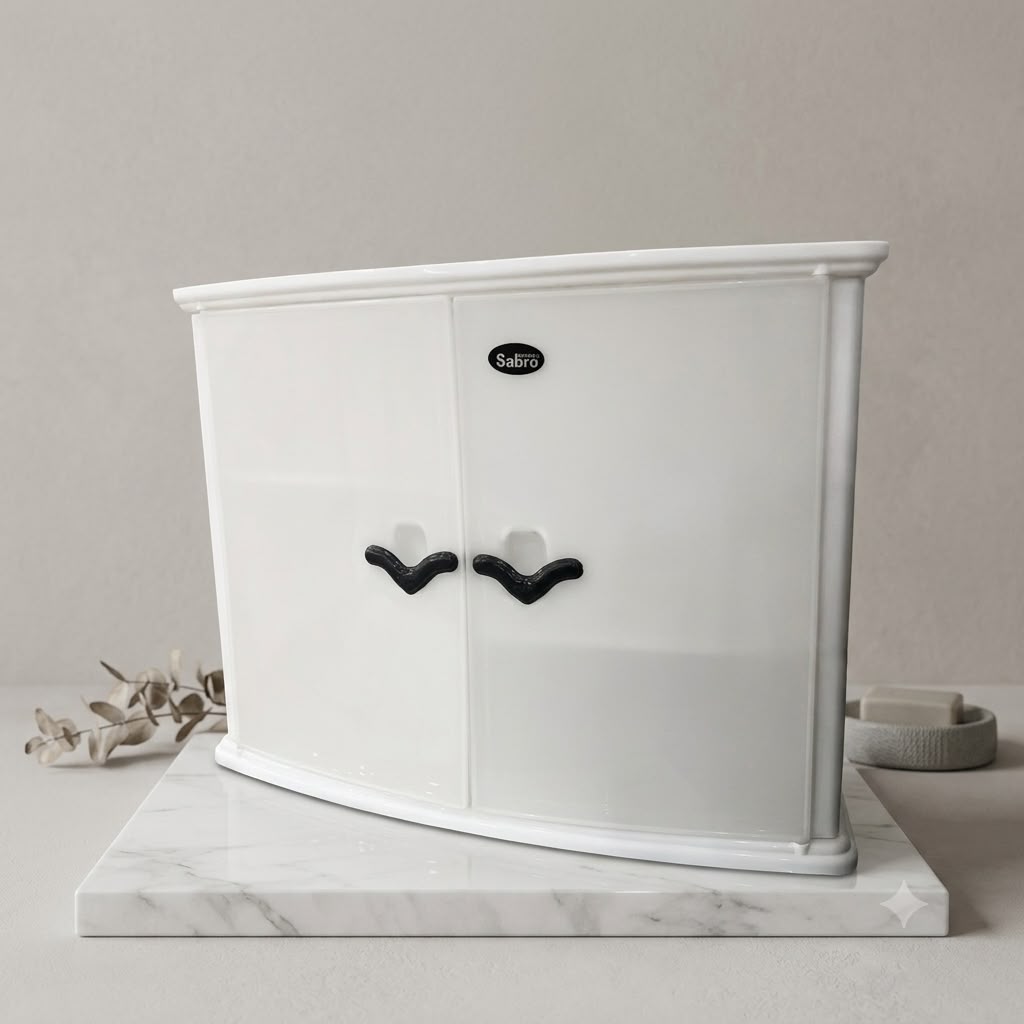 Washroom Cabinet Premium - White Transparent