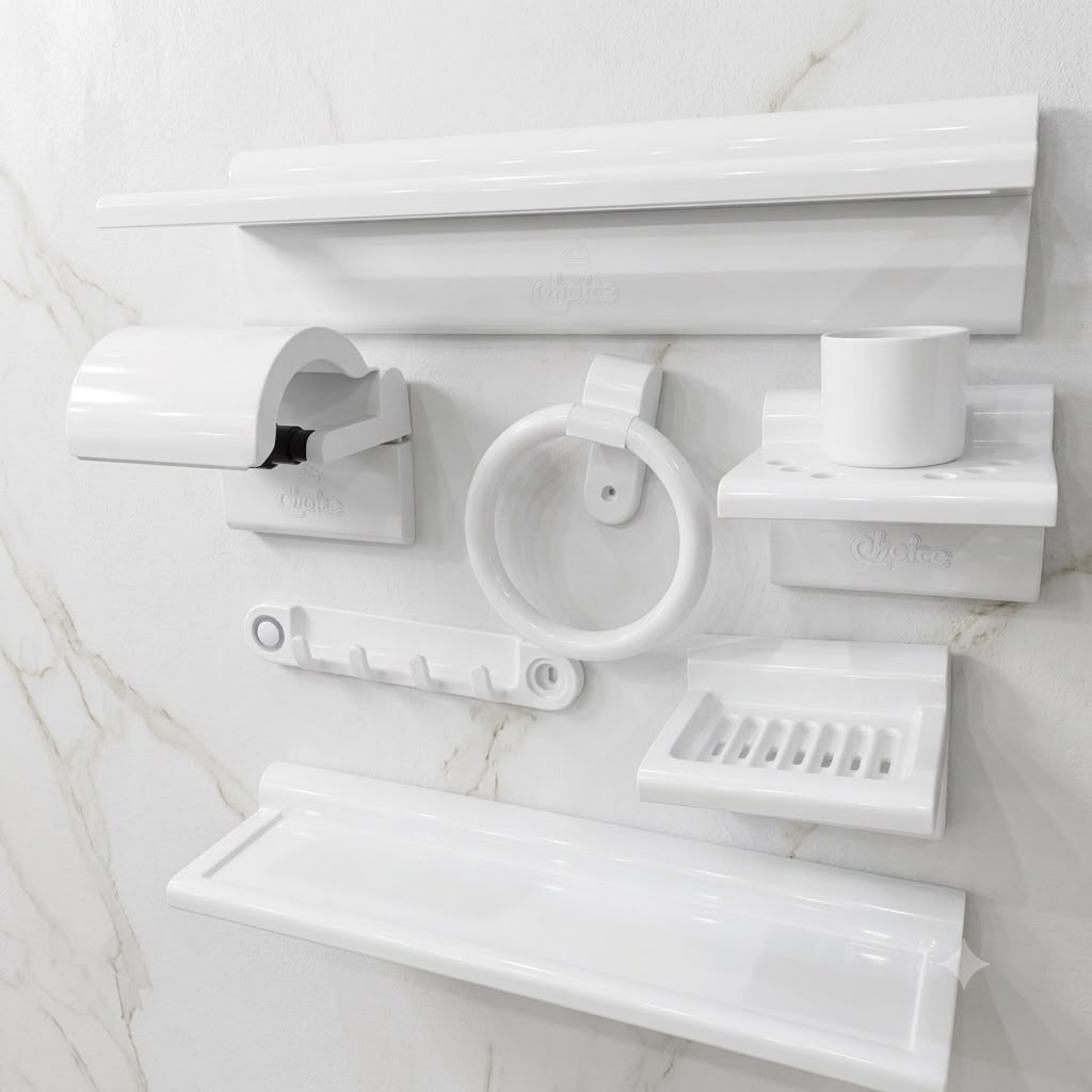 Washroom Accessories Set - White